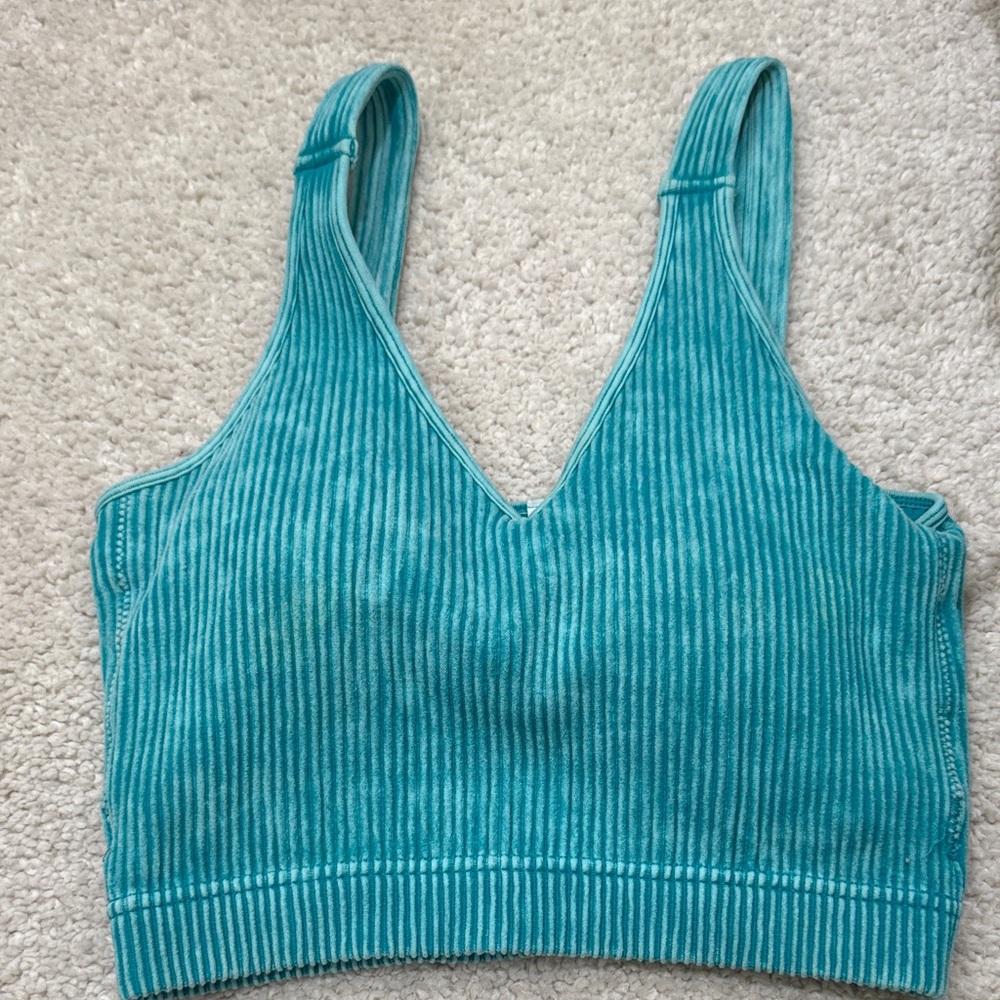 Teal Ribbed Women's Crop Top